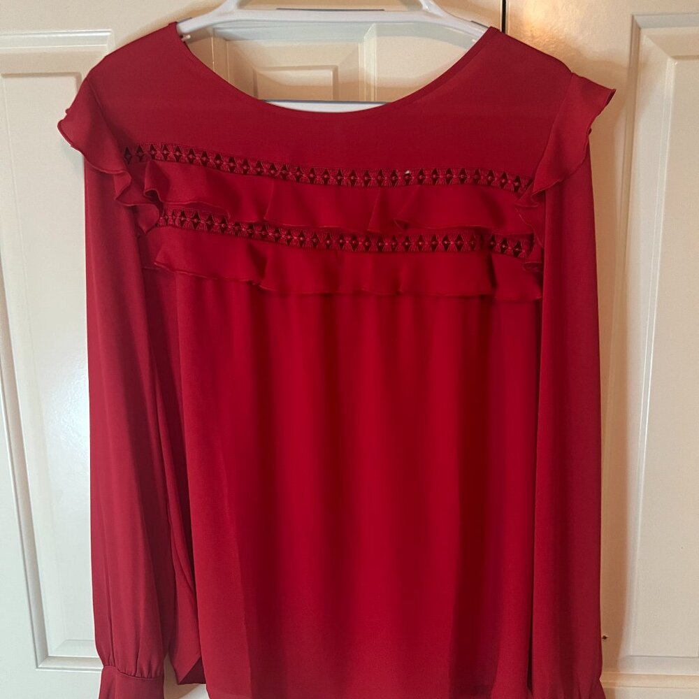 Ann Taylor Red Blouse Size Large